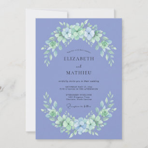 Convites Casamento Floral Botânico de Periwinkle