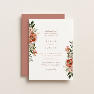 Convites Casamento Floral Botânico do outono Elegante