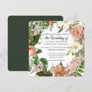 Convites Casamento floral botânico do vintage cor-de-rosa