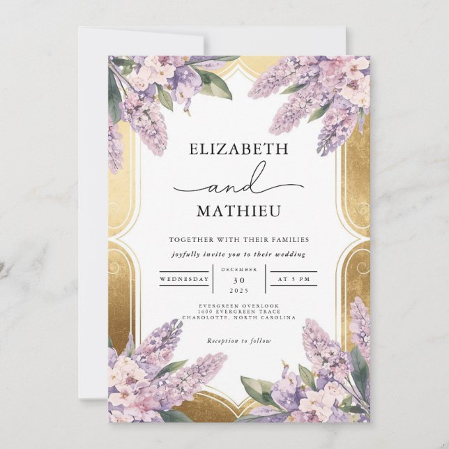 Convites Casamento Floral Botânico Elegante (Frente)