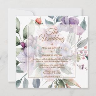 Convites Casamento floral botânico Elegante