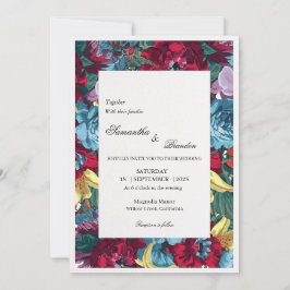 Convites Casamento Floral Botânico Elegante em Borgonha e A