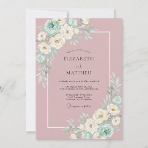 Convites Casamento Floral Botânico Elegante Malva