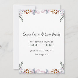 Convites Casamento Floral Botânico em Aquarela Elegante 