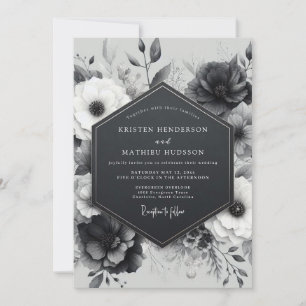 Convites Casamento Floral Botânico em Carvão