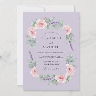 Convites Casamento Floral Botânico Lavanda Rubor