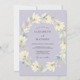 Convites Casamento Floral Botânico Luminoso de Lavanda