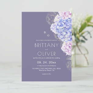 Convites Casamento Floral Botânico Moderno Lavanda & Branco