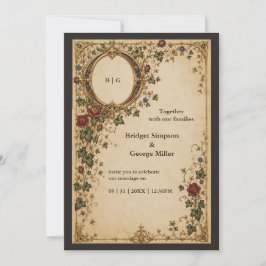 Convites Casamento Floral Botânico Monograma Real Medieval