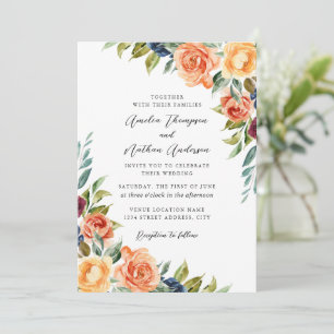 Convites Casamento Floral Botânico Multicolorido