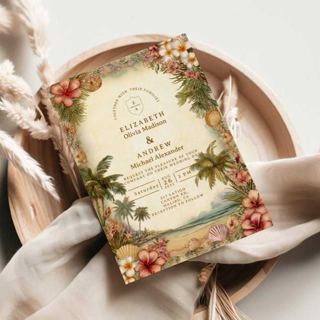 Convites Casamento Floral Botânico na Ilha (Criador carregado)