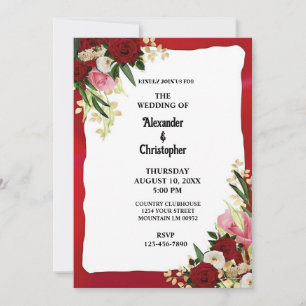 Convites Casamento Floral Botânico Negro Elegante Moderno