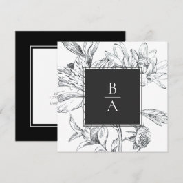 Convites Casamento Floral Botânico Preto Elegante