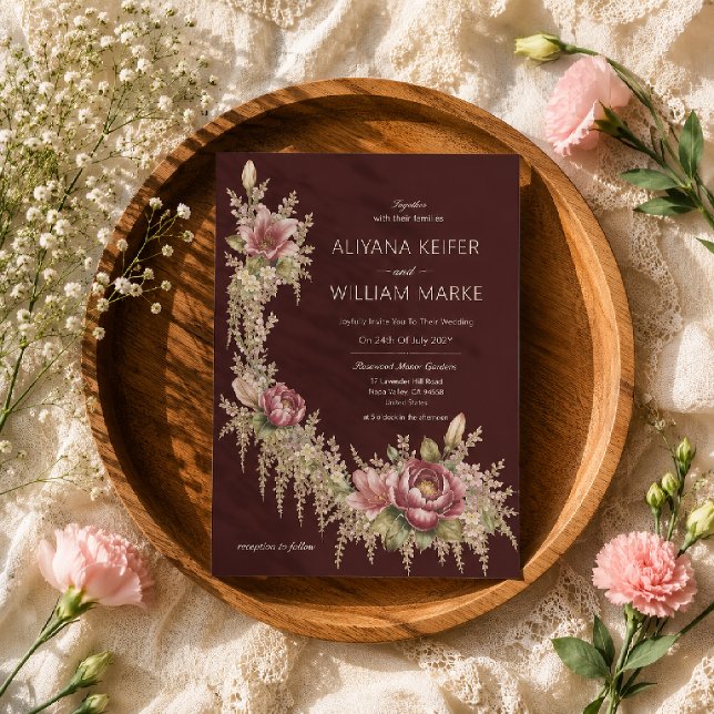 Convites Casamento Floral Botânico Romântico e Elegante (Criador carregado)