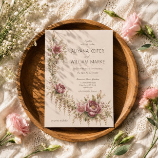 Convites Casamento Floral Botânico Romântico e Elegante
