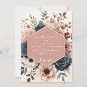 Convites Casamento Floral Botânico Rosa