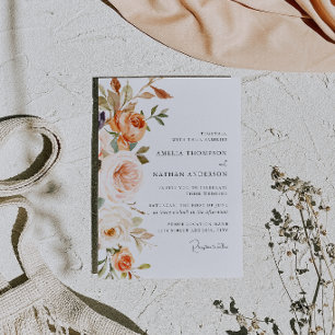 Convites Casamento Floral Botânico Rosa Bege