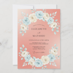 Convites Casamento Floral Botânico Rosa Coral