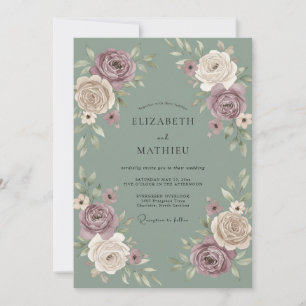 Convites Casamento Floral Botânico Rosa Mauve