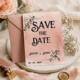 Convites Casamento floral botânico rosa poeirento
