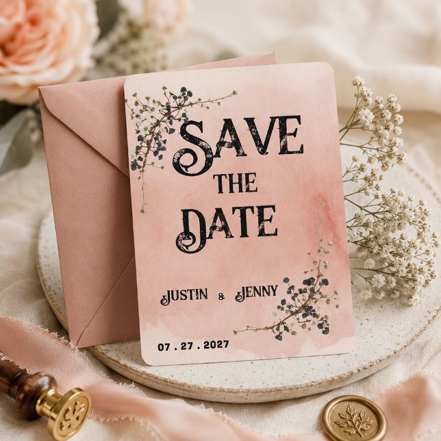 Convites Casamento floral botânico rosa poeirento (Criador carregado)