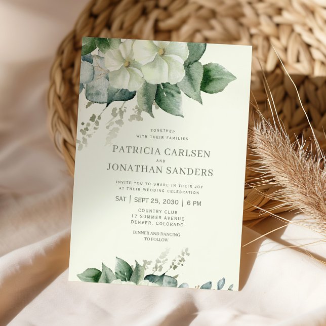 Convites Casamento floral botânico rústico em verde sálvia  (Criador carregado)