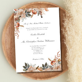 Convites Casamento Floral Botânico Tons de Terra Terracota