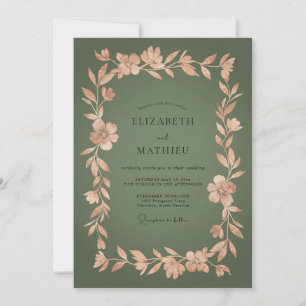 Convites Casamento Floral Botânico Verde Oliva