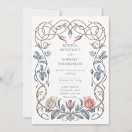 Convites Casamento Floral Botânico Vitoriano Rosa