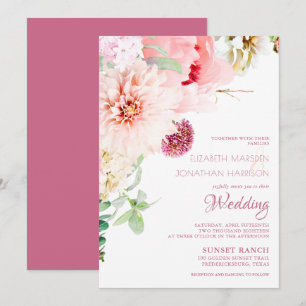 Convites Casamento Floral Branca De Peonia Rosa Elegante In