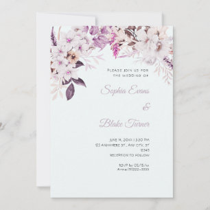 Convites Casamento Floral Branco Boho Inverno Azul Claro