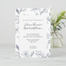 Convites Casamento Floral Branco Chic Silver