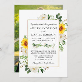 Convites Casamento Floral Branco com Girassóis