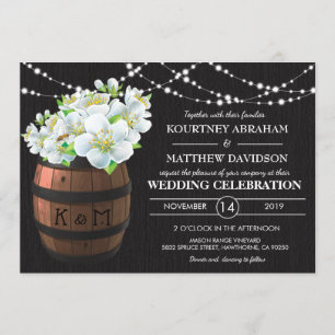 Convites Casamento Floral Branco Com Luzes De Vineyard Rús