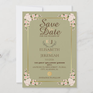 Convites Casamento Floral Branco com Script de Foto Salve a
