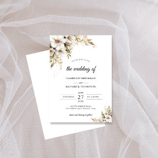 Convites Casamento Floral Branco com Verdura