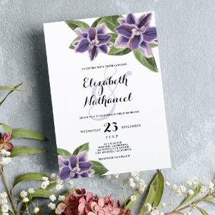 Convites Casamento floral branco cor de laranja azul-quic