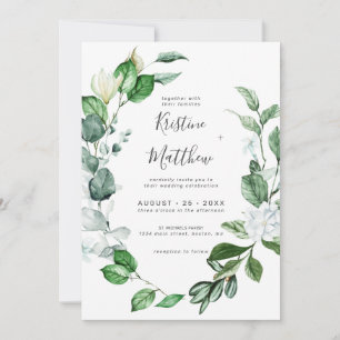 Convites Casamento Floral Branco da Elegante Sage Greenery