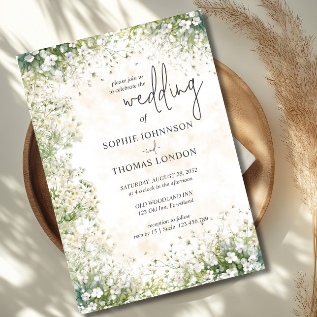 Convites Casamento floral branco de anêmonas (Criador carregado)