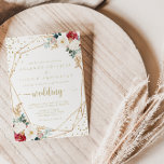 Convites Casamento Floral Branco Dourado Clássico Burgundy<br><div class="desc">Este clássico convite de casamento floral branco de burgundy de ouro é perfeito para um casamento rústico. A design apresenta flores e bagas de cor branca-d-água,  borboleta e dourada,  com folhagem verde,  dispostas em buquês elegantes.</div>