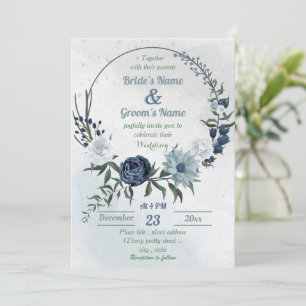 Convites casamento floral branco e azul