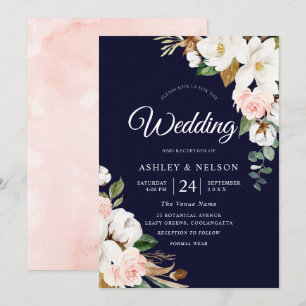 Convites Casamento Floral Branco e Belo Sangue