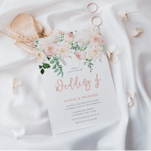 Convites Casamento Floral Branco e Blush