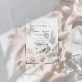 Convites Casamento Floral Branco e Blush Elegante Divino