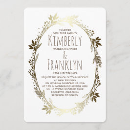 Convites Casamento Floral Branco e Dourado