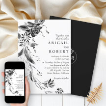 Casamento floral branco e negro elegante