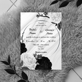 Convites casamento floral branco e preto