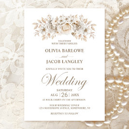 Convites Casamento Floral Branco Elegante