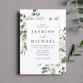 Convites Casamento Floral Branco Elegante