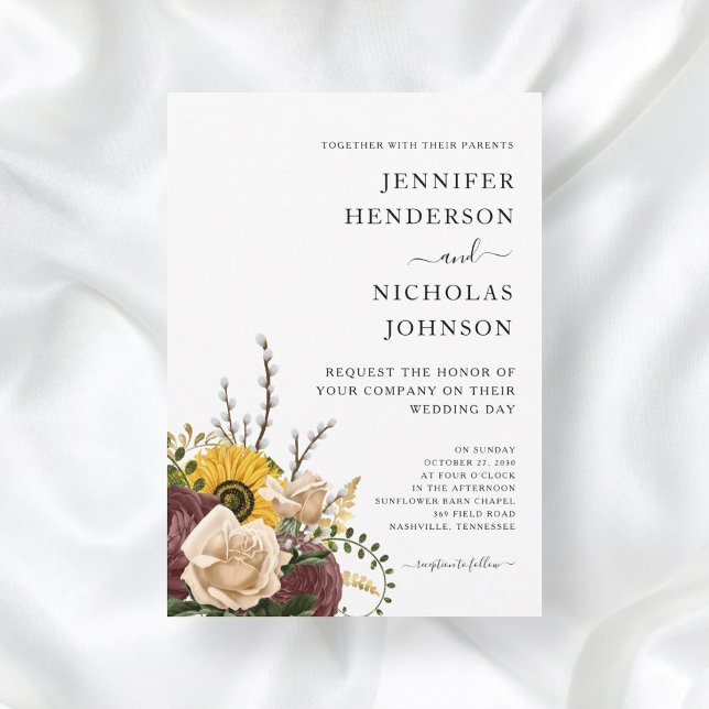 Convites Casamento Floral Branco Elegante (Criador carregado)